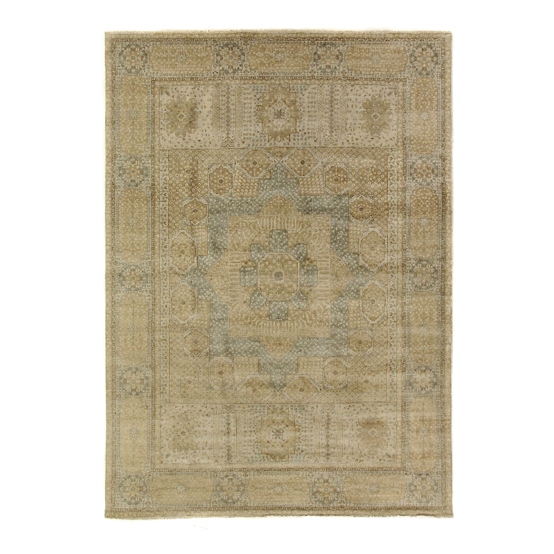 Mamluk Hand-Knotted New Zealand Wool Gold/Gray 9'x12' Area Rug