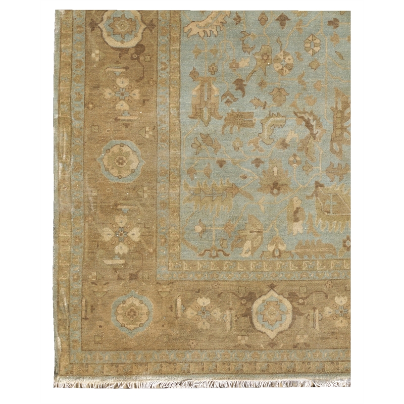 Mamluk Hand-Knotted New Zealand Wool Light Blue 8'x10' Area Rug