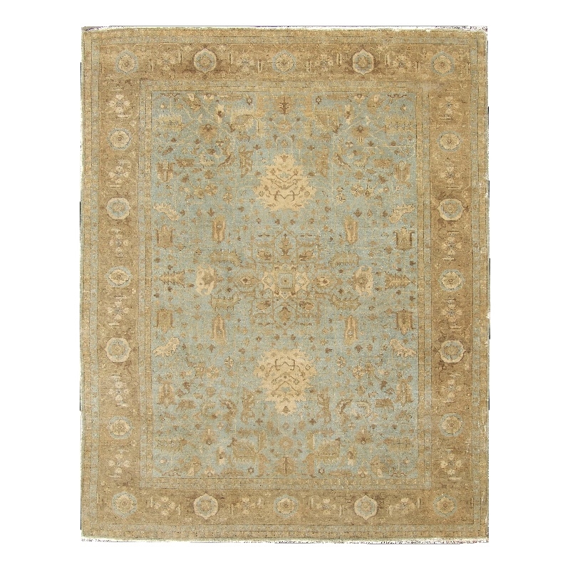 Mamluk Hand-Knotted New Zealand Wool Light Blue 8'x10' Area Rug