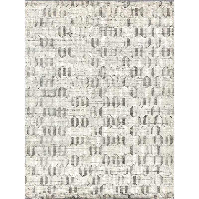 Mercer Hand-Knotted New Zealand Wool Gray/Ivory 9'x12' Area Rug