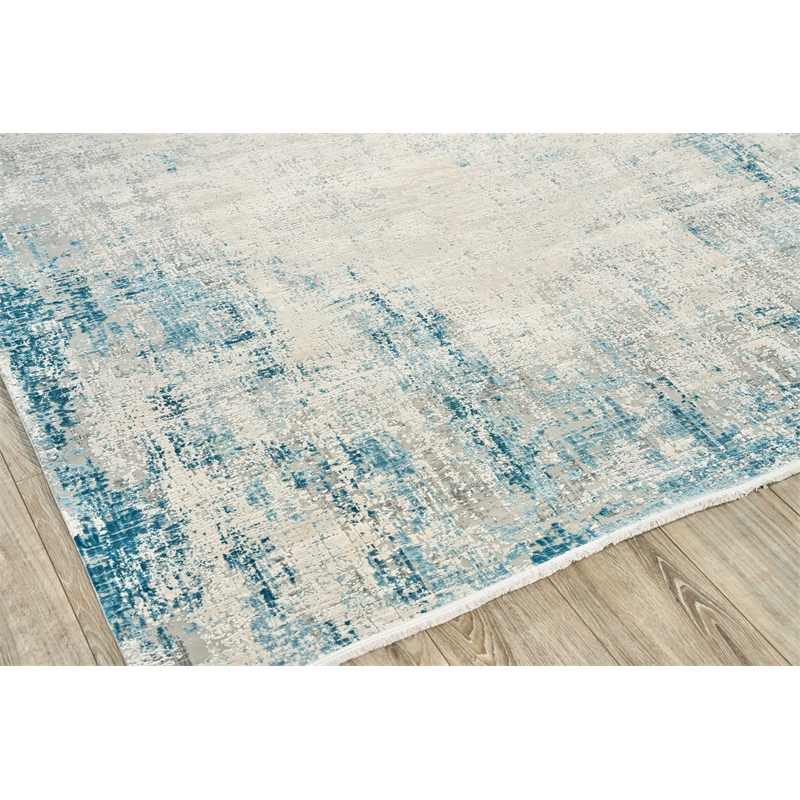 Mercuri Power Loom Acrylic/Viscose Silver/Blue 7'x10' Area Rug