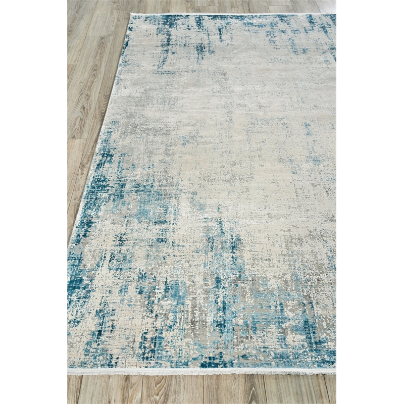 Mercuri Power Loom Acrylic/Viscose Silver/Blue 7'x10' Area Rug