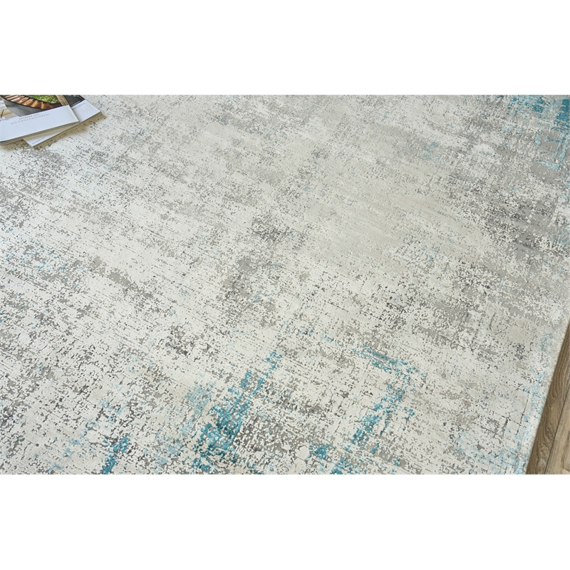 Mercuri Power Loom Acrylic/Viscose Silver/Blue 7'x10' Area Rug