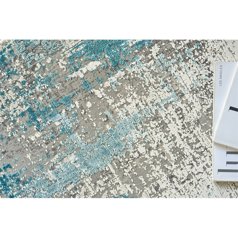 Mercuri Power Loom Acrylic/Viscose Silver/Blue 7'x10' Area Rug