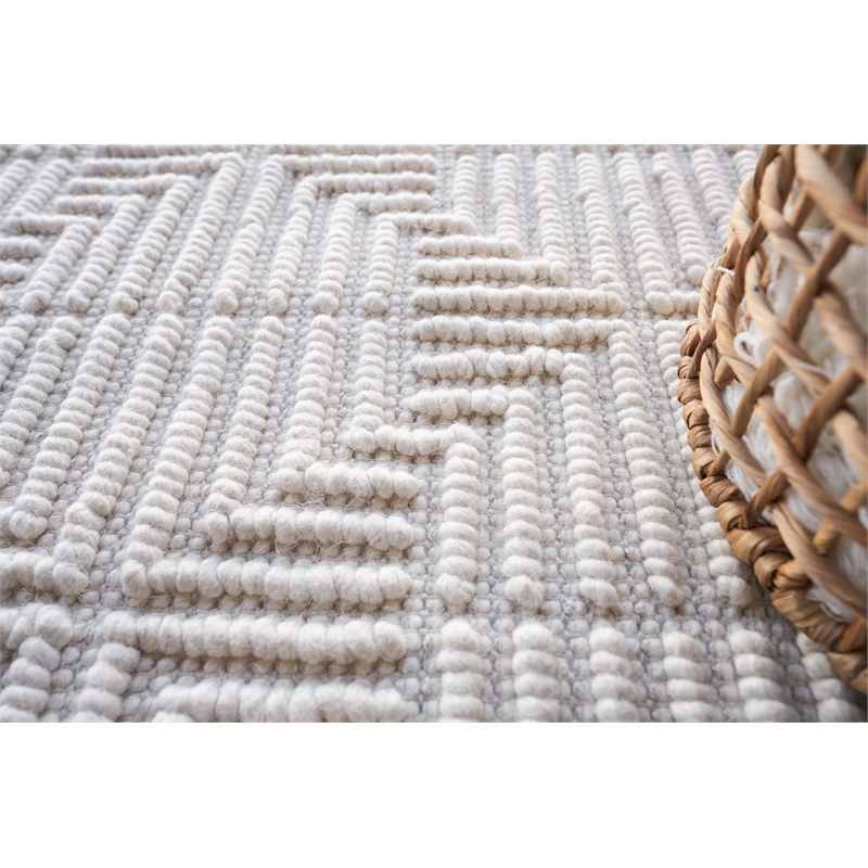 Manzoni Handloomed New Zealand Wool Ivory 10'x14' Area Rug