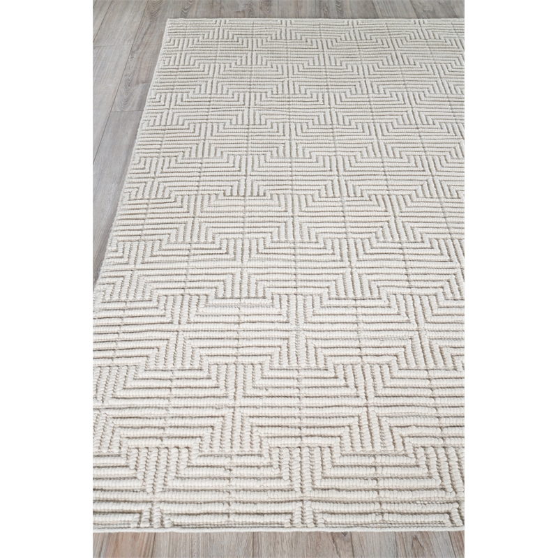 Manzoni Handloomed New Zealand Wool Ivory 5'x8' Area Rug