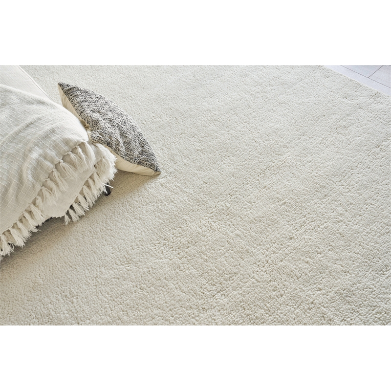 Merino Hand-Knotted Merino Wool Ivory 2'x3' Area Rug