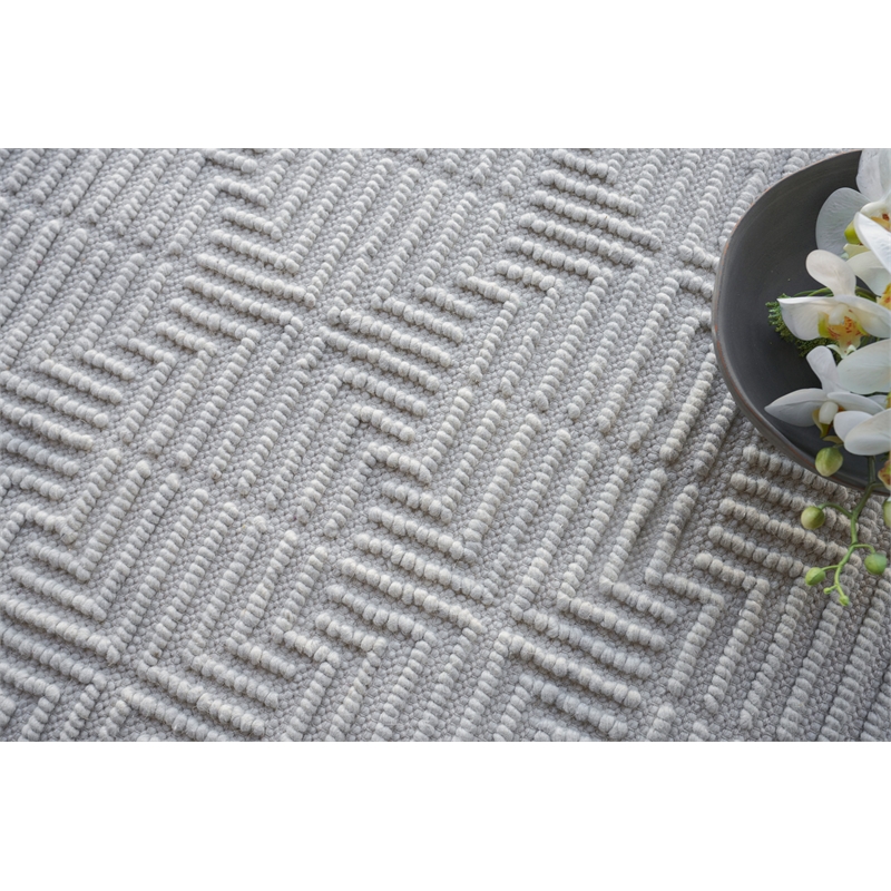 Manzoni Handloomed New Zealand Wool Silver 10'x14' Area Rug