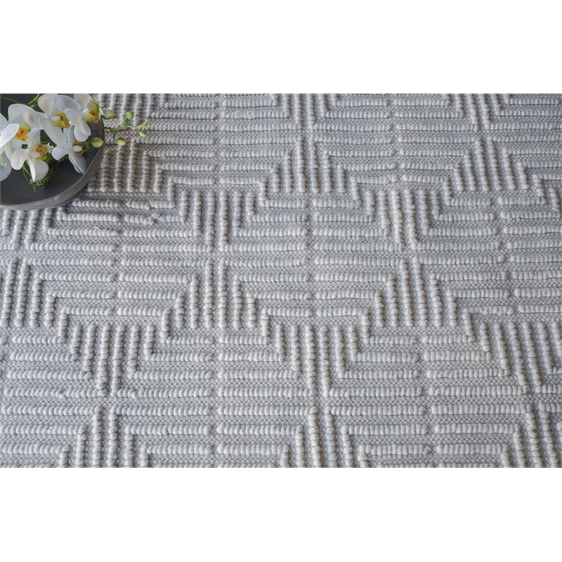 Manzoni Handloomed New Zealand Wool Silver 12'x15' Area Rug