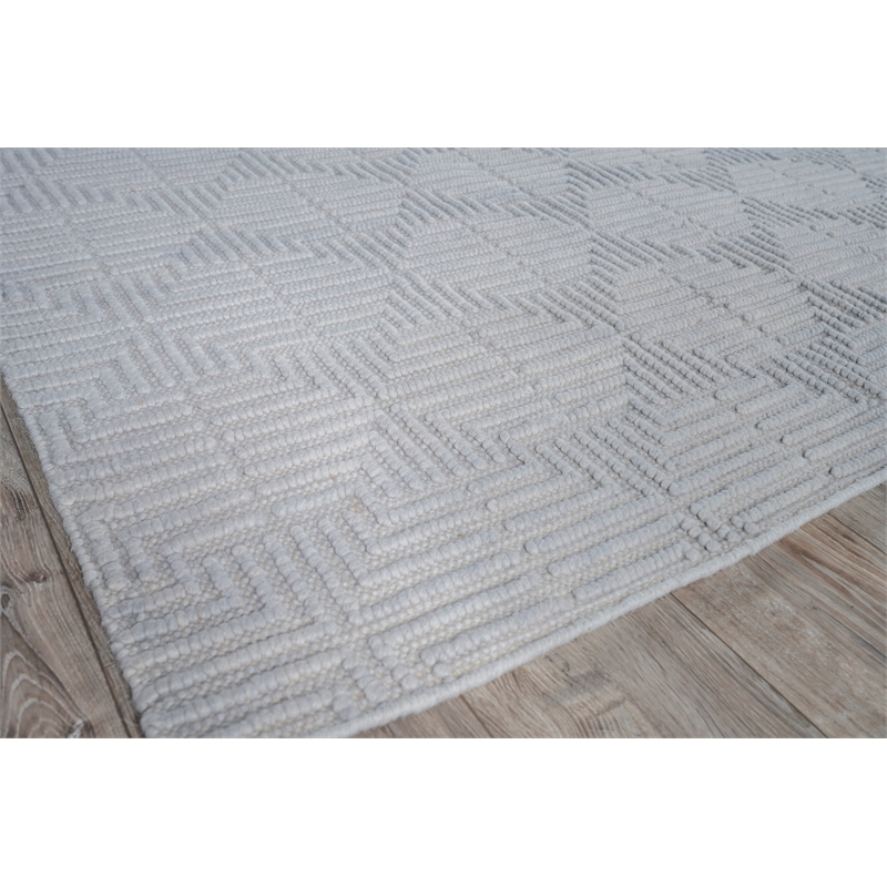 Manzoni Handloomed New Zealand Wool Silver 8'x10' Area Rug