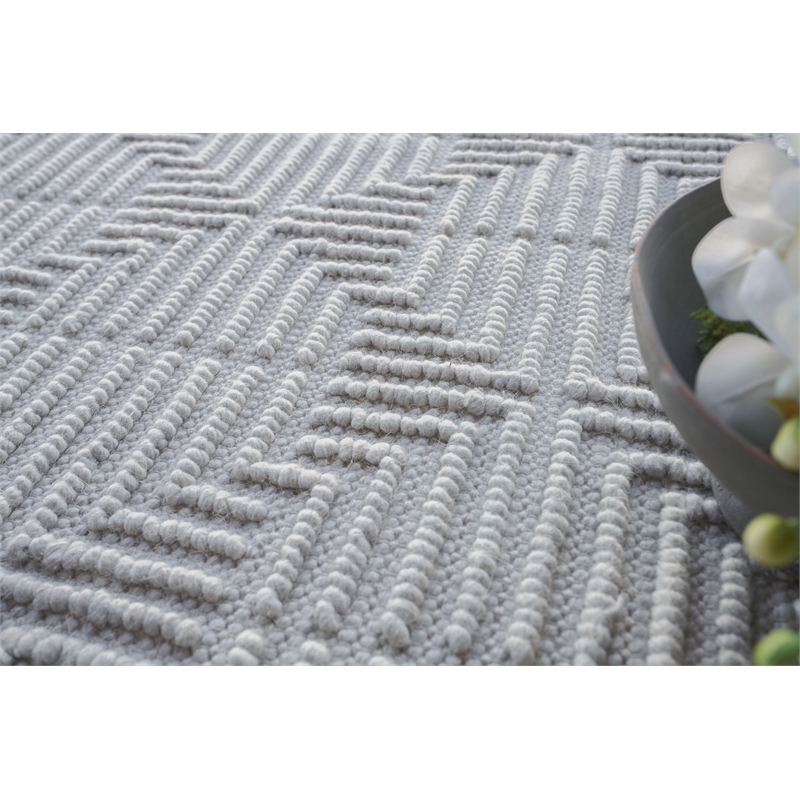 Manzoni Handloomed New Zealand Wool Silver 8'x10' Area Rug