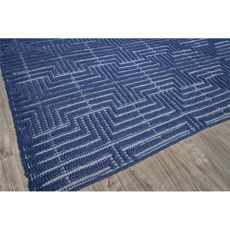 Manzoni Handloomed New Zealand Wool Navy 10'x14' Area Rug