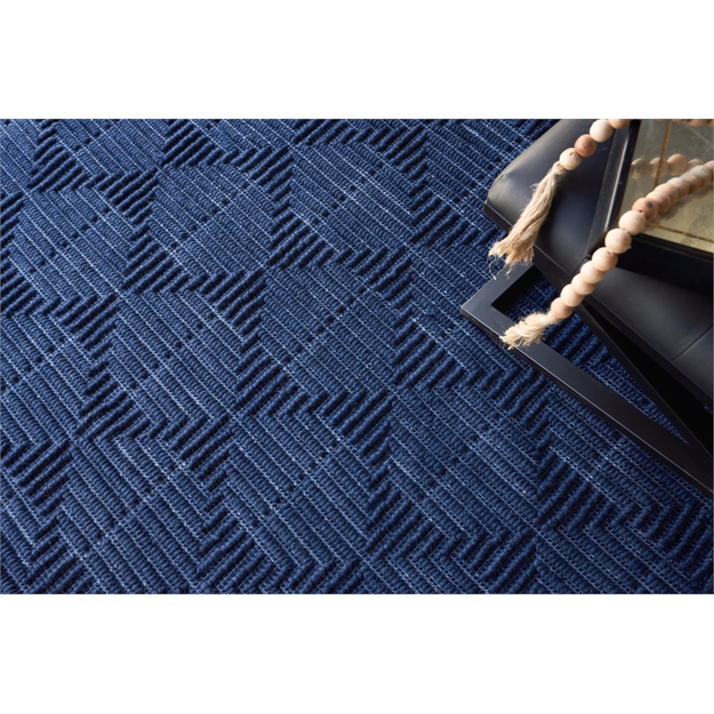 Manzoni Handloomed New Zealand Wool Navy 10'x14' Area Rug
