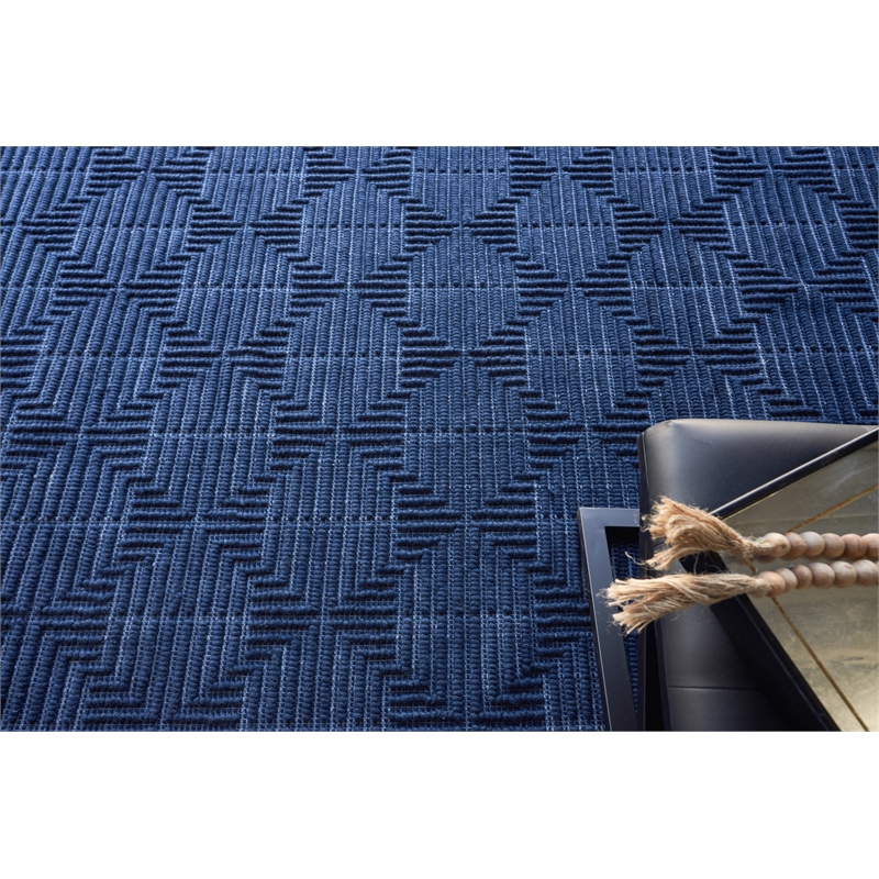 Manzoni Handloomed New Zealand Wool Navy 10'x14' Area Rug