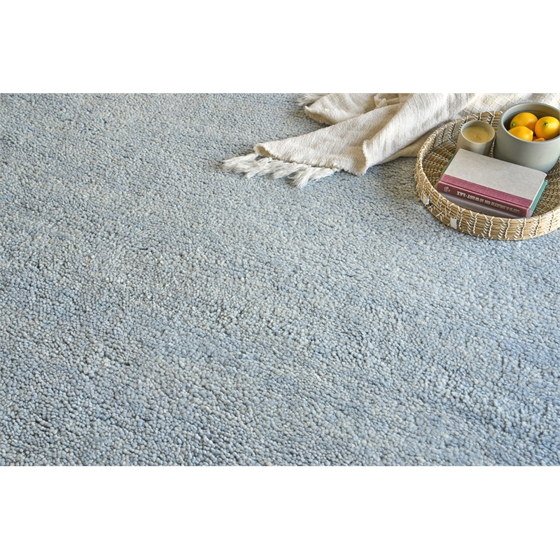 Merino Hand-Knotted Merino Wool Blue 9'x12' Area Rug