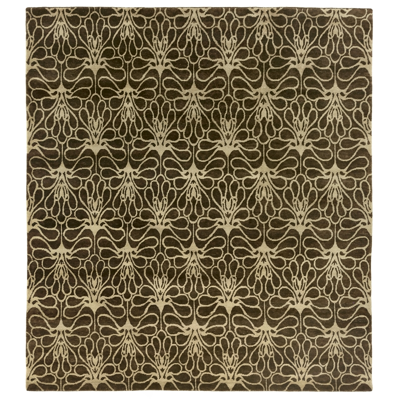 Metro Hand-Knotted New Zealand Wool Brown/Ivory 9'x10' Area Rug