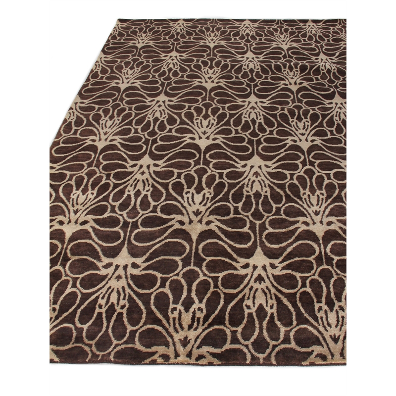 Metro Hand-Knotted New Zealand Wool Brown/Ivory 9'x12' Area Rug