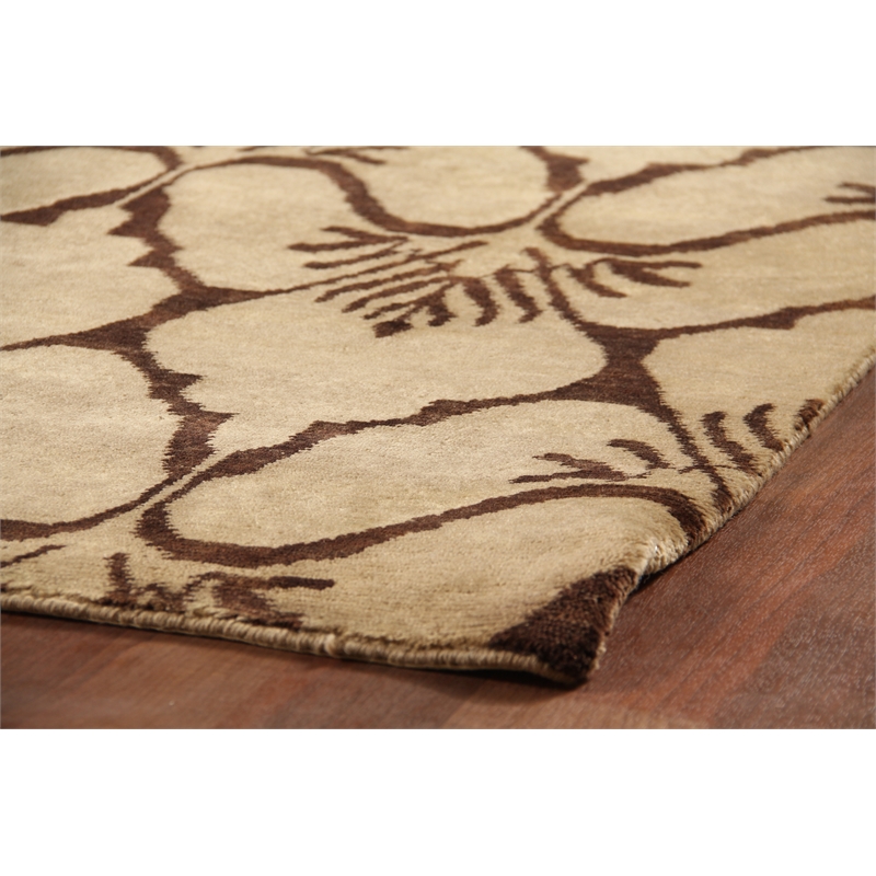 Metro Hand-Knotted New Zealand Wool Brown/Ivory 9'x12' Area Rug