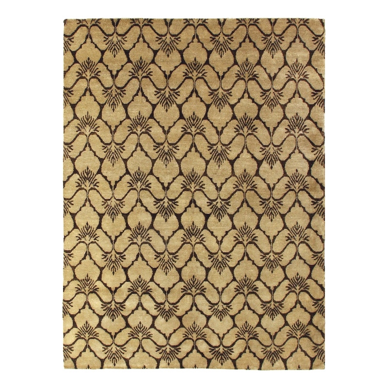 Metro Hand-Knotted New Zealand Wool Brown/Ivory 9'x12' Area Rug