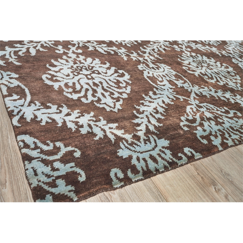 Metro Hand-Knotted New Zealand Wool Brown/Light Blue 12'x15' Area Rug