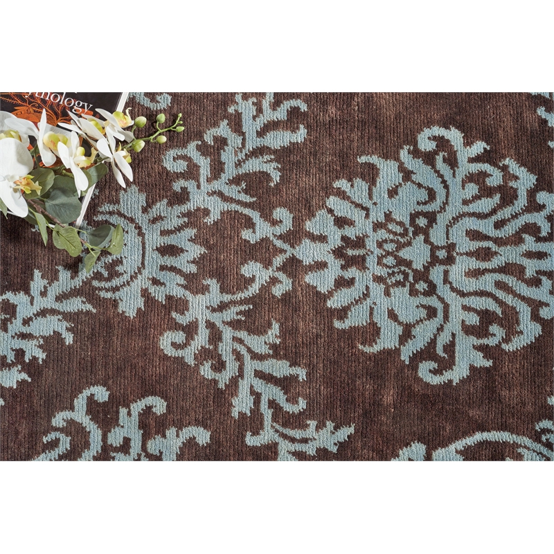 Metro Hand-Knotted New Zealand Wool Brown/Light Blue 12'x15' Area Rug