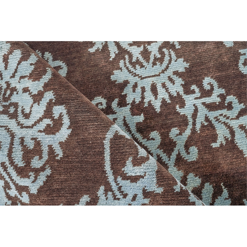 Metro Hand-Knotted New Zealand Wool Brown/Light Blue 6'x9' Area Rug