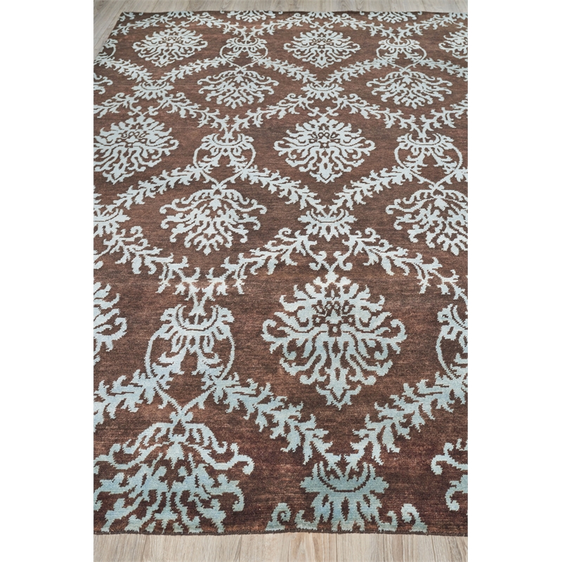 Metro Hand-Knotted New Zealand Wool Brown/Light Blue 8'x10' Area Rug