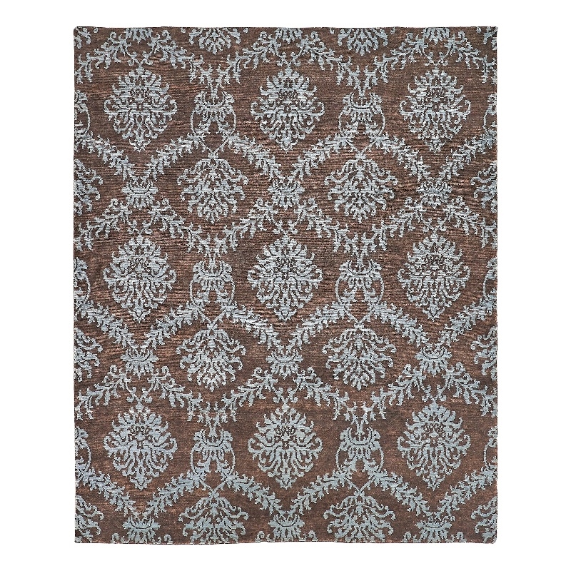 Metro Hand-Knotted New Zealand Wool Brown/Light Blue 8'x10' Area Rug