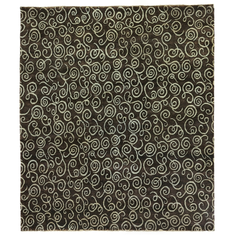 Metro Hand-Knotted New Zealand Wool Brown/Light Blue 2'6