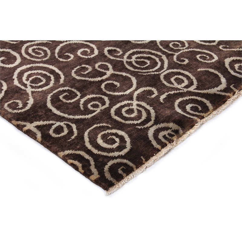 Metro Hand-Knotted New Zealand Wool Brown/Light Blue 2'6