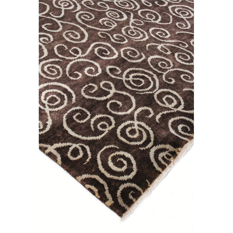 Metro Hand-Knotted New Zealand Wool Brown/Light Blue 6'x9' Area Rug