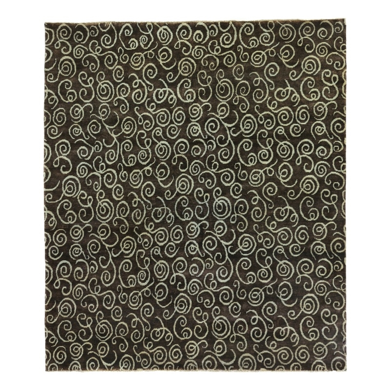 Metro Hand-Knotted New Zealand Wool Brown/Light Blue 6'x9' Area Rug