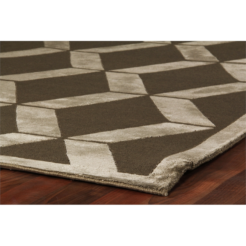 Metro Velvet Hand-Knotted Wool/Viscose Khaki 8'x10' Area Rug