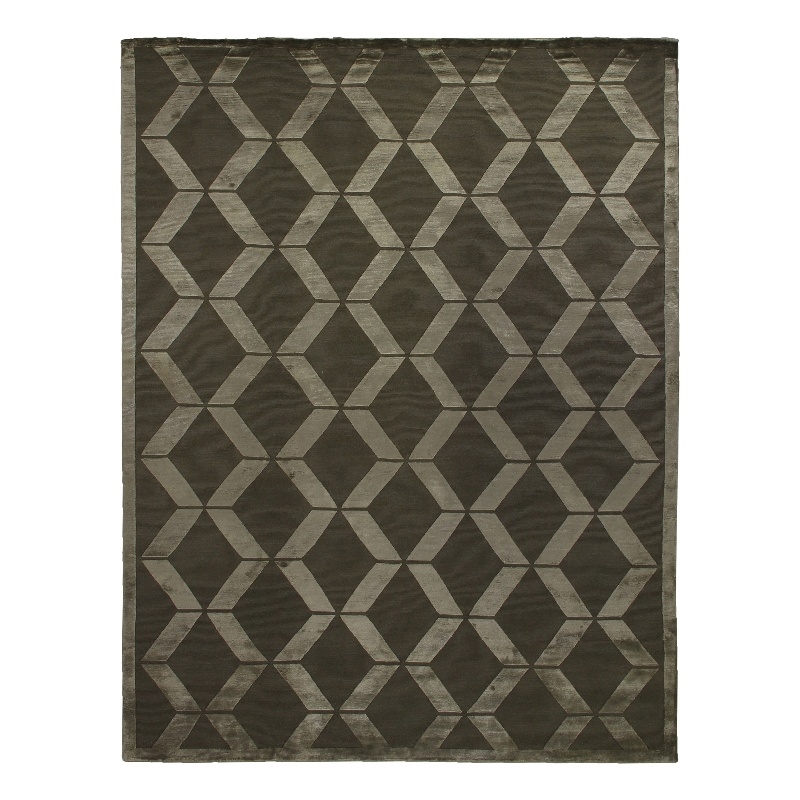 Metro Velvet Hand-Knotted Wool/Viscose Khaki 8'x10' Area Rug