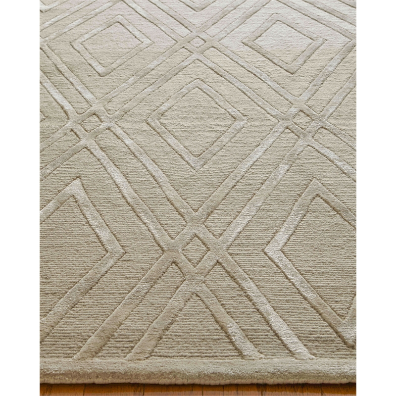 Metro Velvet Hand-Knotted Wool/Viscose Light Beige 12'x15' Area Rug