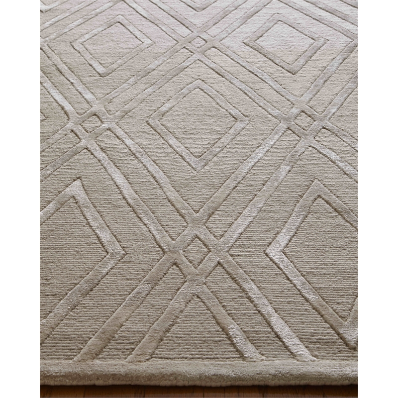 Metro Velvet Hand-Knotted Wool/Viscose Light Beige 12'x15' Area Rug
