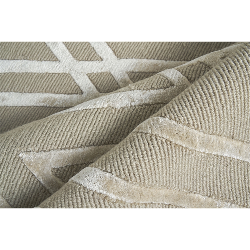 Metro Velvet Hand-Knotted Wool/Viscose Light Beige 12'x15' Area Rug