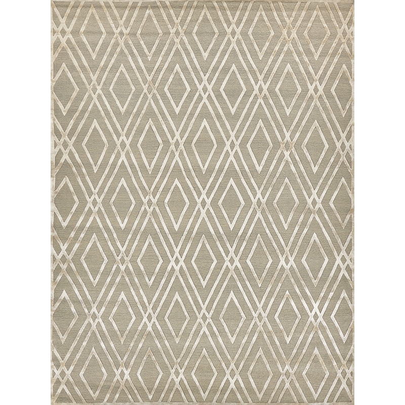 Metro Velvet Hand-Knotted Wool/Viscose Light Beige 12'x15' Area Rug