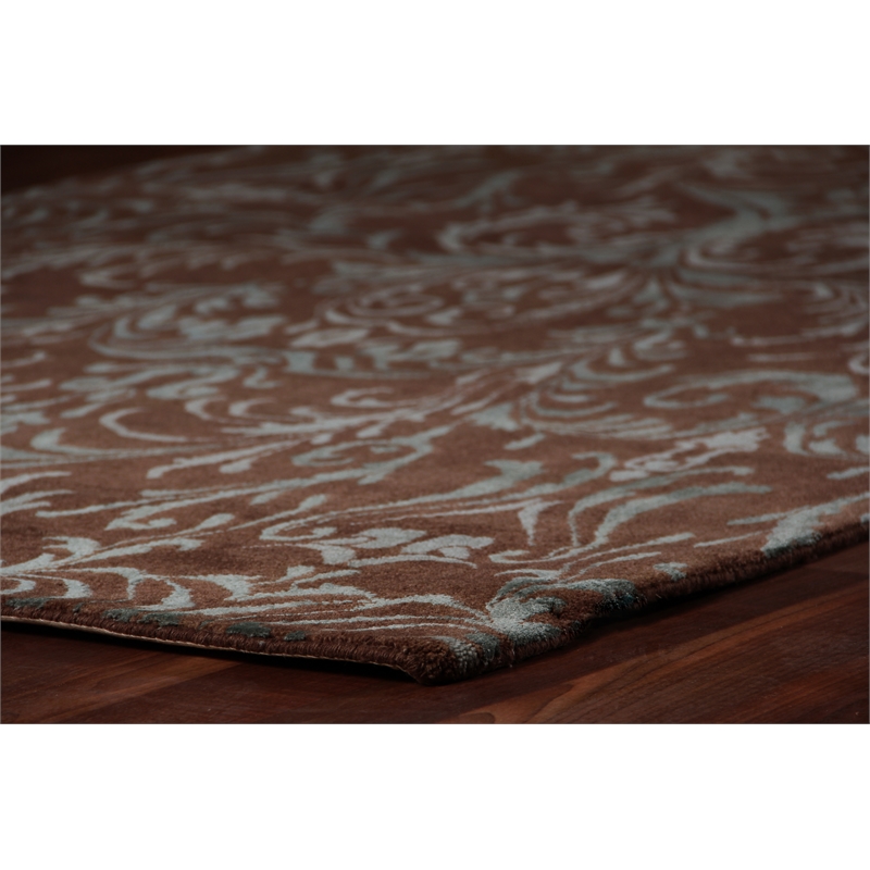 Metro Velvet Hand-Knotted Wool/Viscose Brown/Blue 5'x8' Area Rug