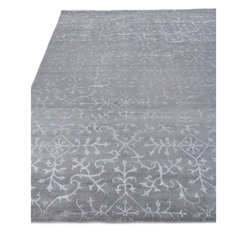 Milano Velvet Hand-Knotted Wool/Bamboo Silk Light Blue 9'x10' Area Rug
