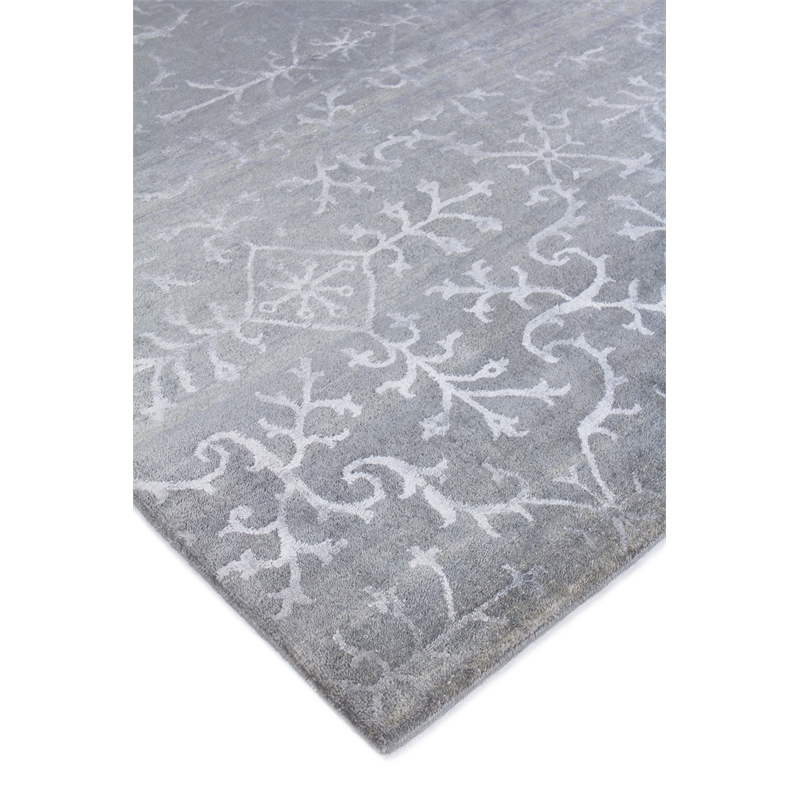 Milano Velvet Hand-Knotted Wool/Bamboo Silk Light Blue 9'x10' Area Rug