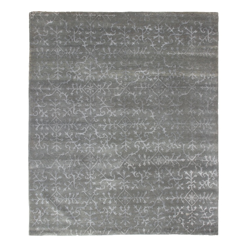 Milano Velvet Hand-Knotted Wool/Bamboo Silk Light Blue 9'x10' Area Rug