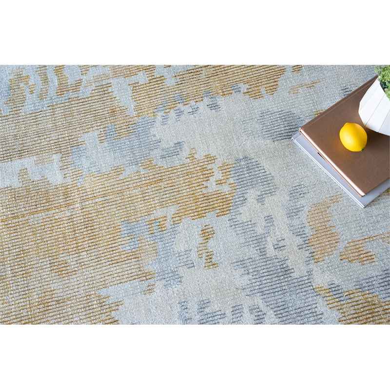 Mineral Handloomed Wool/Bamboo Silk Silver/Gold 8'x10' Area Rug
