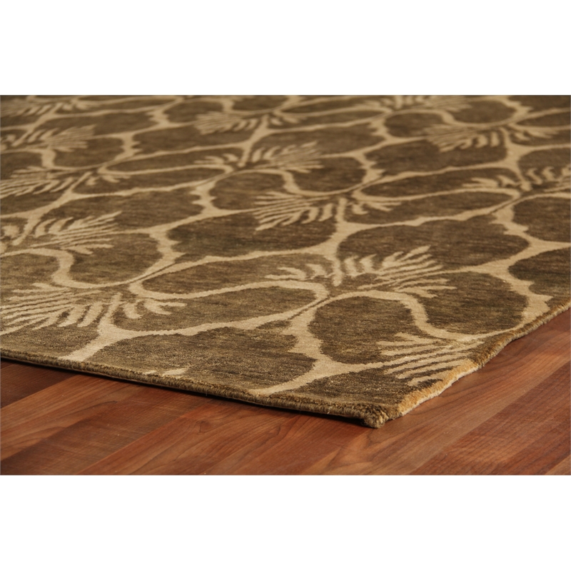 Metro Hand-Knotted New Zealand Wool Green/Ivory 9'x12' Area Rug