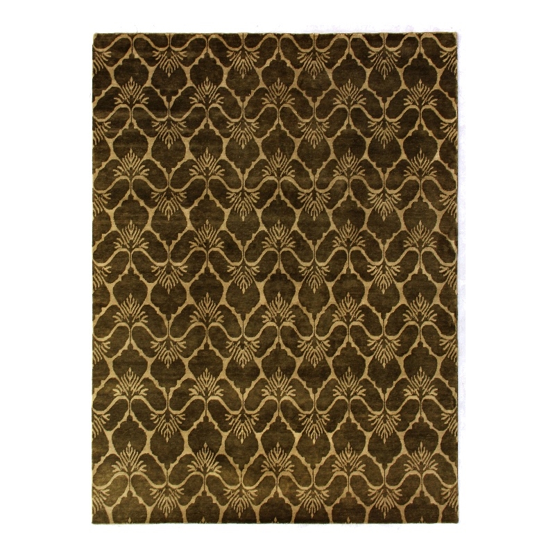 Metro Hand-Knotted New Zealand Wool Green/Ivory 9'x12' Area Rug
