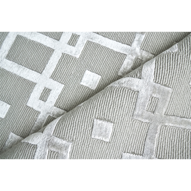 Metro Velvet Hand-Knotted Wool/Viscose Silver 8'x10' Area Rug