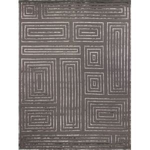 Metro Velvet Hand-Knotted Wool/Viscose Charcoal 10'x14' Area Rug
