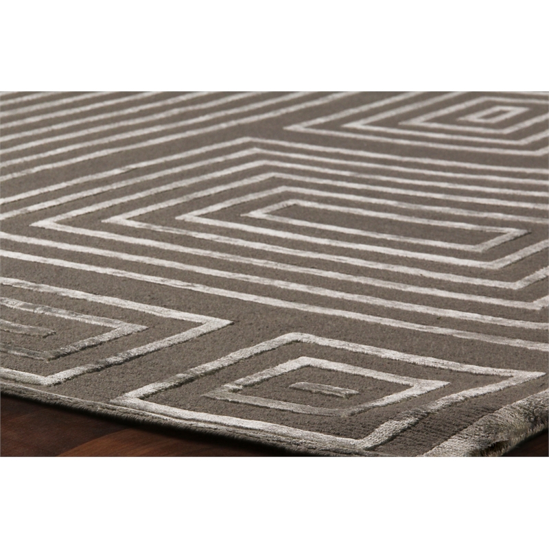 Metro Velvet Hand-Knotted Wool/Viscose Charcoal 14'x18' Area Rug