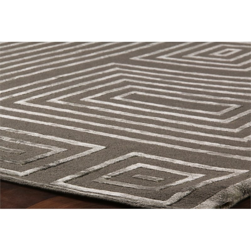 Metro Velvet Hand-Knotted Wool/Viscose Charcoal 9'x12' Area Rug