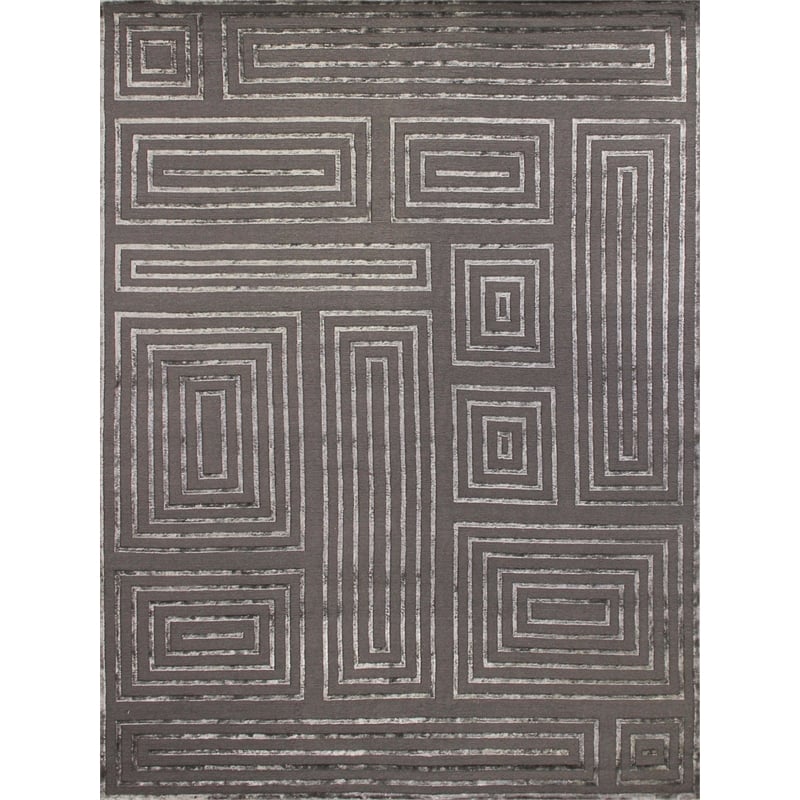 Metro Velvet Hand-Knotted Wool/Viscose Charcoal 9'x12' Area Rug